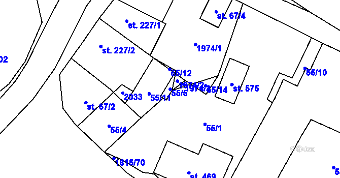 Parcela st. 55/5 v KÚ Cítov, Katastrální mapa
