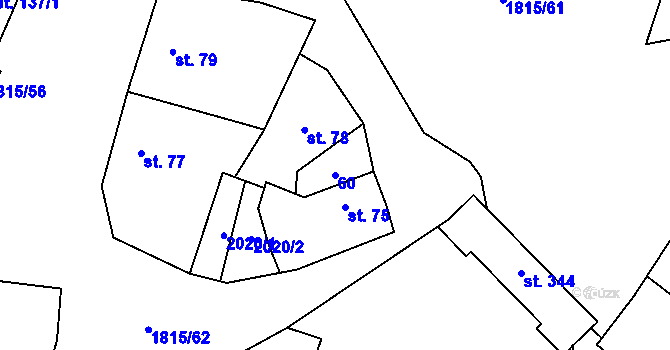 Parcela st. 60 v KÚ Cítov, Katastrální mapa