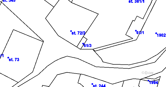 Parcela st. 61/3 v KÚ Cítov, Katastrální mapa