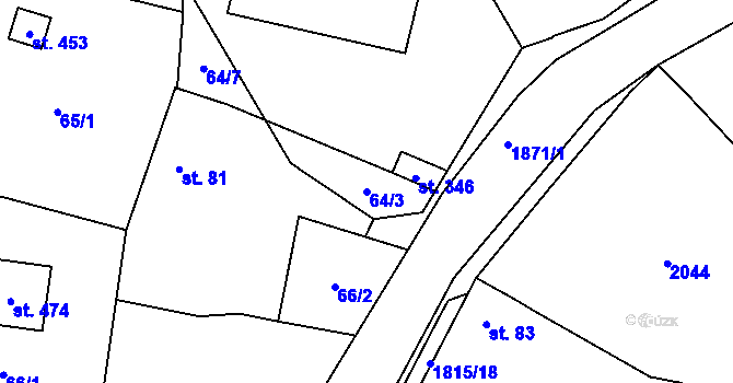 Parcela st. 64/3 v KÚ Cítov, Katastrální mapa