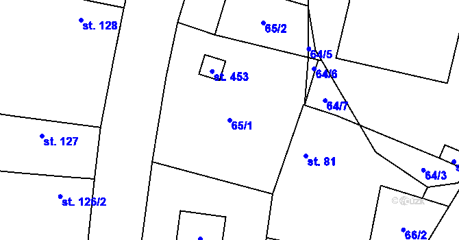 Parcela st. 65/1 v KÚ Cítov, Katastrální mapa