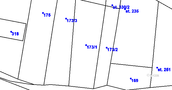 Parcela st. 173/1 v KÚ Cítov, Katastrální mapa