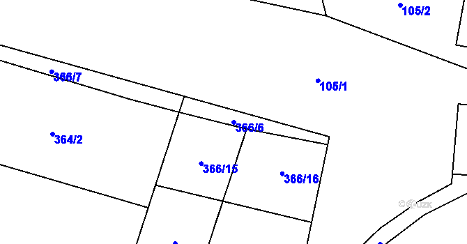 Parcela st. 366/6 v KÚ Cítov, Katastrální mapa