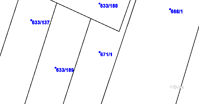 Parcela st. 671/1 v KÚ Cítov, Katastrální mapa