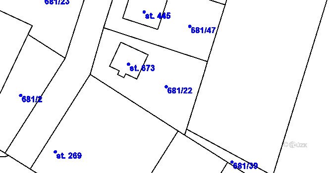 Parcela st. 681/22 v KÚ Cítov, Katastrální mapa