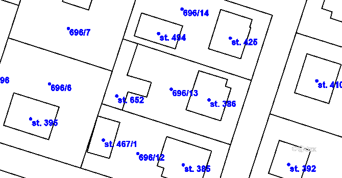Parcela st. 696/13 v KÚ Cítov, Katastrální mapa