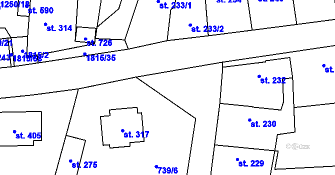 Parcela st. 740 v KÚ Cítov, Katastrální mapa