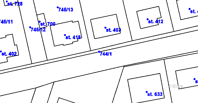 Parcela st. 744/1 v KÚ Cítov, Katastrální mapa