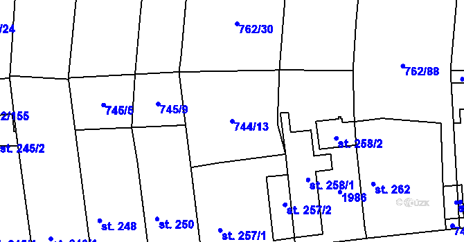 Parcela st. 744/13 v KÚ Cítov, Katastrální mapa