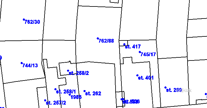 Parcela st. 745/3 v KÚ Cítov, Katastrální mapa