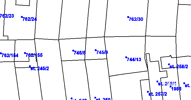 Parcela st. 745/9 v KÚ Cítov, Katastrální mapa