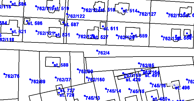 Parcela st. 762/4 v KÚ Cítov, Katastrální mapa