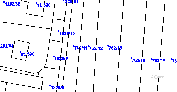 Parcela st. 762/12 v KÚ Cítov, Katastrální mapa