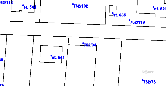 Parcela st. 762/94 v KÚ Cítov, Katastrální mapa