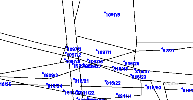 Parcela st. 1097/1 v KÚ Cítov, Katastrální mapa