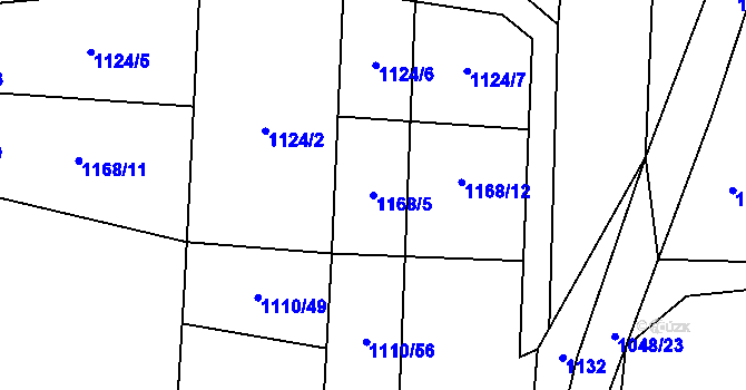 Parcela st. 1168/5 v KÚ Cítov, Katastrální mapa