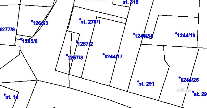Parcela st. 1244/17 v KÚ Cítov, Katastrální mapa