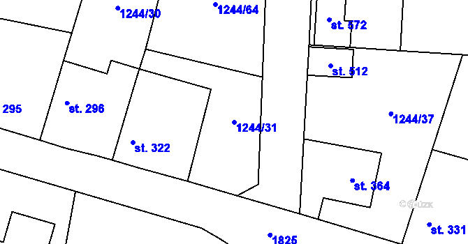 Parcela st. 1244/31 v KÚ Cítov, Katastrální mapa