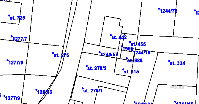Parcela st. 1244/57 v KÚ Cítov, Katastrální mapa