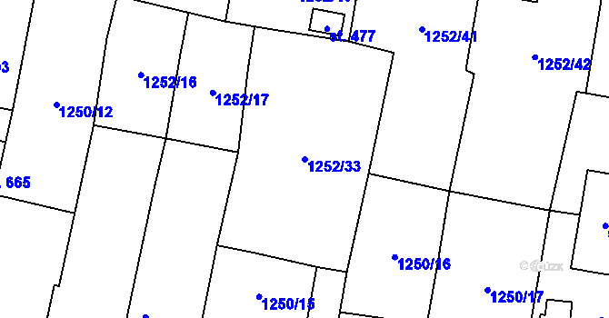 Parcela st. 1252/33 v KÚ Cítov, Katastrální mapa
