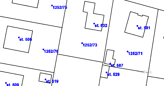 Parcela st. 1252/73 v KÚ Cítov, Katastrální mapa