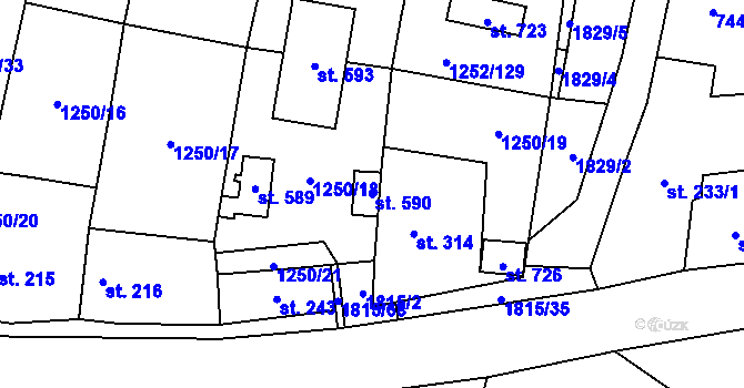 Parcela st. 590 v KÚ Cítov, Katastrální mapa