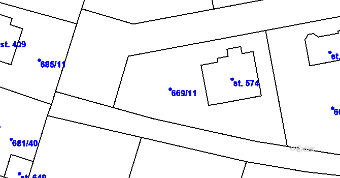 Parcela st. 669/11 v KÚ Cítov, Katastrální mapa