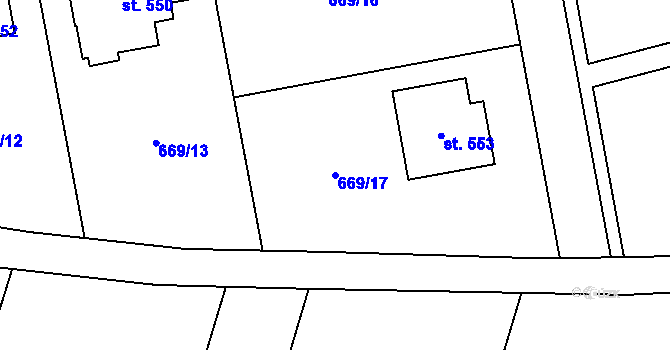 Parcela st. 669/17 v KÚ Cítov, Katastrální mapa