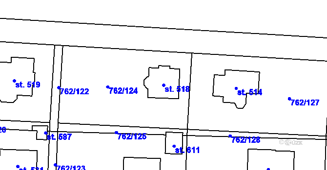 Parcela st. 518 v KÚ Cítov, Katastrální mapa