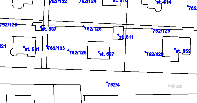 Parcela st. 527 v KÚ Cítov, Katastrální mapa