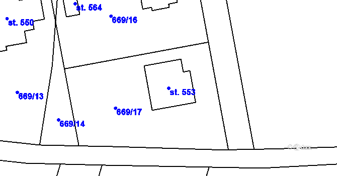 Parcela st. 553 v KÚ Cítov, Katastrální mapa