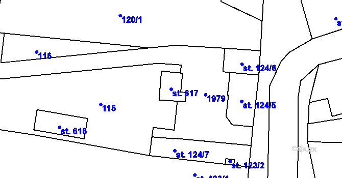 Parcela st. 617 v KÚ Cítov, Katastrální mapa