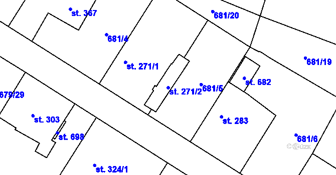 Parcela st. 271/2 v KÚ Cítov, Katastrální mapa