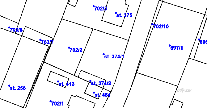 Parcela st. 374/1 v KÚ Cítov, Katastrální mapa