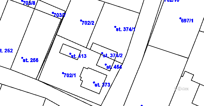 Parcela st. 374/2 v KÚ Cítov, Katastrální mapa