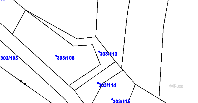 Parcela st. 303/113 v KÚ Cítov, Katastrální mapa