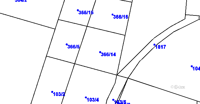 Parcela st. 366/14 v KÚ Cítov, Katastrální mapa