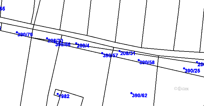 Parcela st. 390/57 v KÚ Cítov, Katastrální mapa