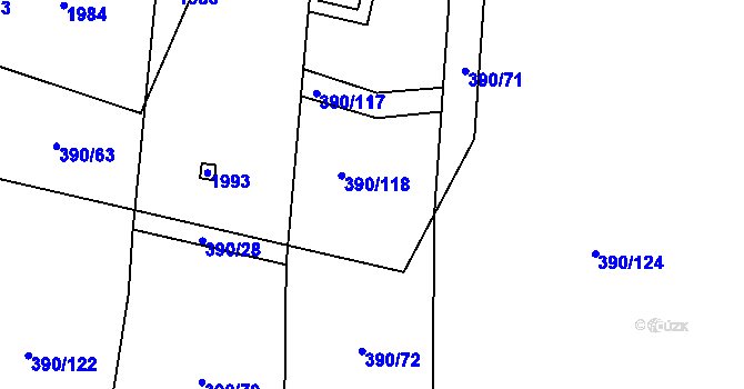 Parcela st. 390/72 v KÚ Cítov, Katastrální mapa