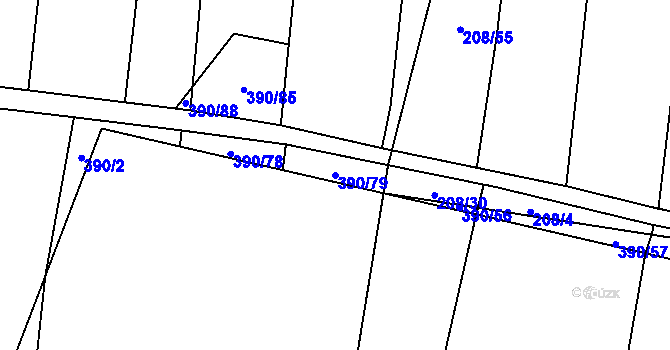 Parcela st. 390/79 v KÚ Cítov, Katastrální mapa