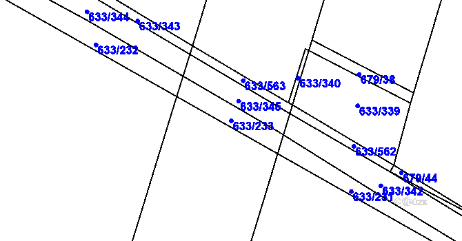 Parcela st. 633/233 v KÚ Cítov, Katastrální mapa