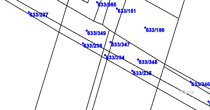 Parcela st. 633/234 v KÚ Cítov, Katastrální mapa