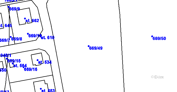 Parcela st. 669/49 v KÚ Cítov, Katastrální mapa