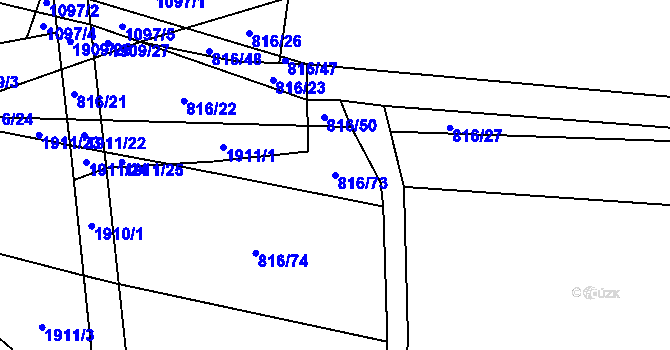 Parcela st. 816/73 v KÚ Cítov, Katastrální mapa