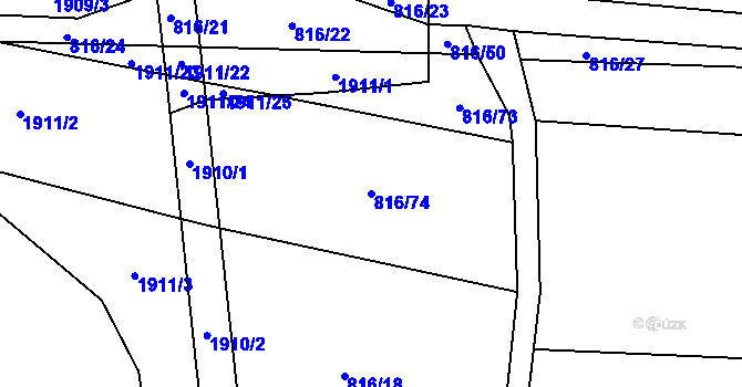 Parcela st. 816/74 v KÚ Cítov, Katastrální mapa