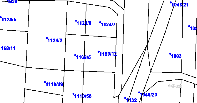 Parcela st. 1168/12 v KÚ Cítov, Katastrální mapa