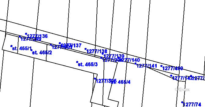 Parcela st. 1277/139 v KÚ Cítov, Katastrální mapa