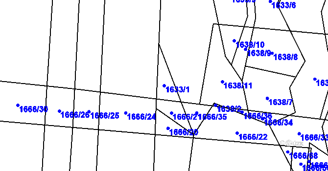 Parcela st. 1633/1 v KÚ Cítov, Katastrální mapa
