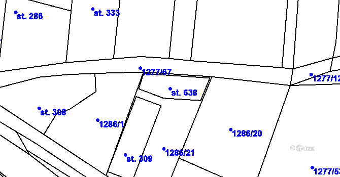 Parcela st. 638 v KÚ Cítov, Katastrální mapa