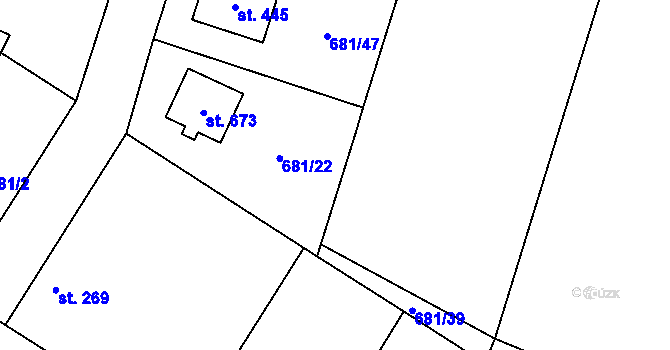 Parcela st. 669/57 v KÚ Cítov, Katastrální mapa